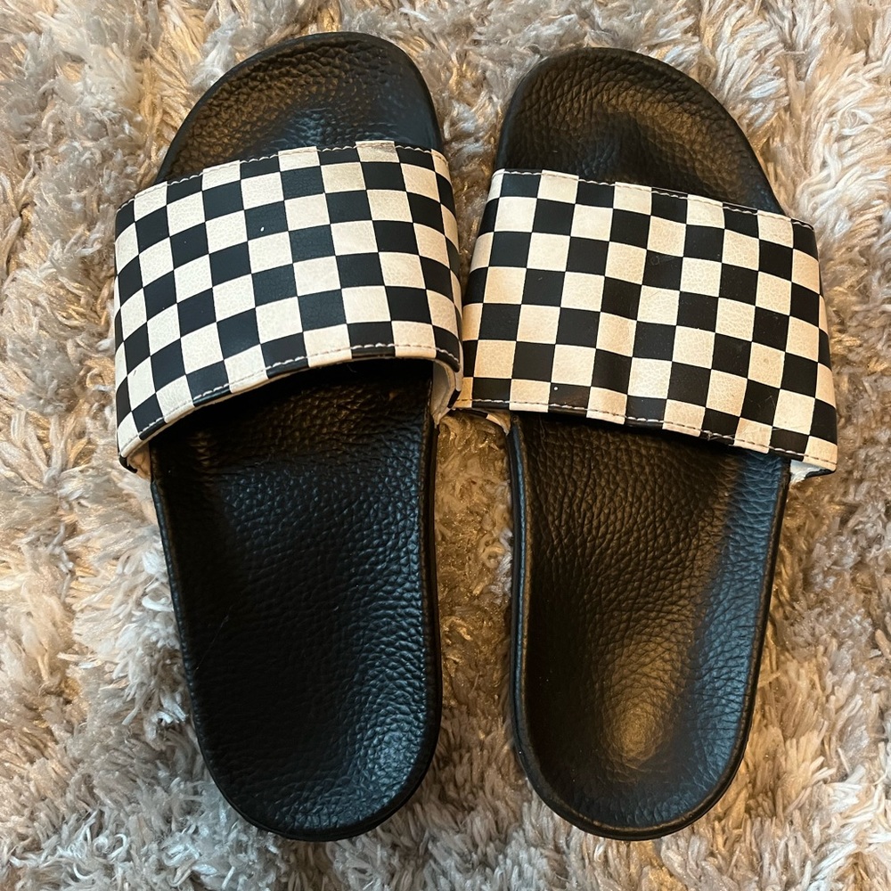 Checkered Vans Slides